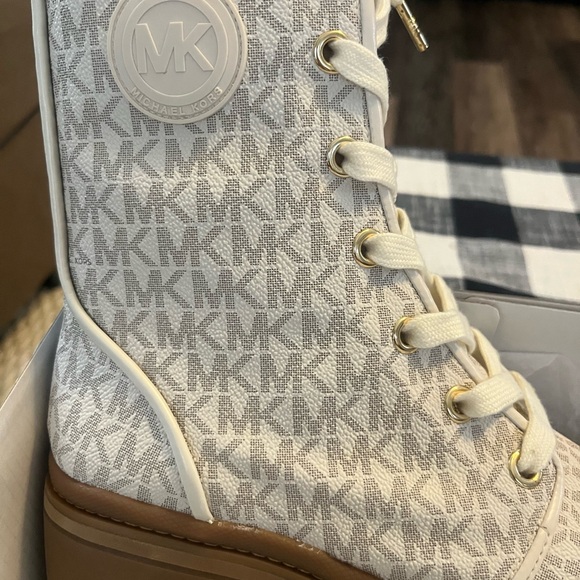 Michael Kors Gray and White Monogram Boots - Picture 1 of 6